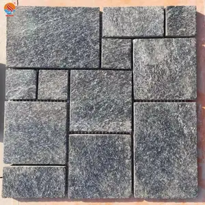 Natural Square Slate Pattern Black Quartzite Floor Paver For walkway