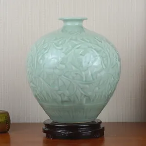 Vaso de porcelana celadon de cerâmica, china, decoração para casa, design em relevo