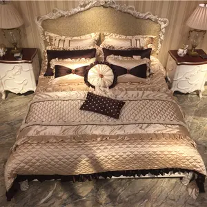 精致的维多利亚风格实木手工制作古董复制卧室家具白色床 BF08-YS016