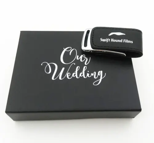 Custom Photography Wedding Logo Gift Leather USB Flash Drive With Paper Box