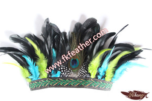 Material de Plumas indio Tocado de Plumas de Pavo <span class=keywords><strong>Real</strong></span> Y Plumas de Gallo Para Artículos De Halloween - Product Image 1