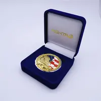 Оптовая продажа бархатных золотых и серебряных коробок для демонстрации монет/бархатных коробок для медалей