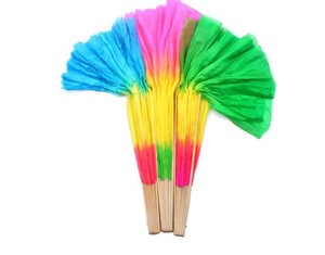 Abanico de baile del vientre con velos, abanico <span class=keywords><strong>plegable</strong></span> de bambú de mano corta para práctica de <span class=keywords><strong>bailarina</strong></span> de vientre, Color degradado - Product Image 1