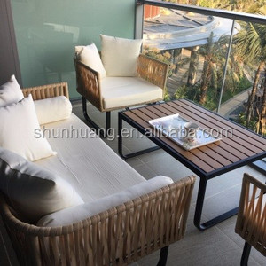 Muebles de bambú para exteriores, sofá de mimbre para jardín, juegos de sofás de esquina de ratán - Product Image 3