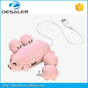 Hub Usb de alta velocidad con forma de cerdo 4 puertos Usb 2,0 Hub Driver