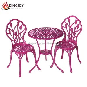 Kingjoy Balkon Cor Alu. Set Perabot Luar Ruangan Bistro, Set Atasan Meja dan Kursi Aluminium Logam 152505 + C1551