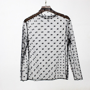 Donne di Estate della molla Della Camicia Camicetta di <span class=keywords><strong>Pizzo</strong></span> Parti Superiori Sexy Manica Lunga <span class=keywords><strong>Maglia</strong></span> <span class=keywords><strong>Nera</strong></span> See-through Camicette - Product Image 3
