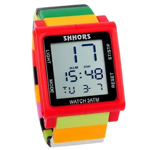Relojes deportivos coloridos estilo bloque de juguete LCD reloj de correa para niños y mujeres