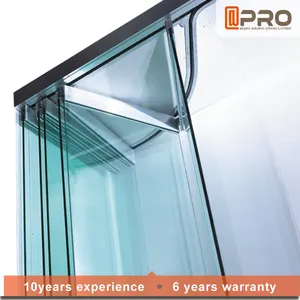 Fold Door Price APRO European And American Style Standards Soundproof System Frameless Glass Aluminium Bi Folding Door Frameless Folding Door