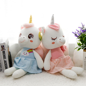 Peluche <span class=keywords><strong>licorne</strong></span> blanche mignonne, logo personnalisé OEM ODM, jouet en peluche doux, <span class=keywords><strong>licorne</strong></span> avec robe <span class=keywords><strong>nuage</strong></span> arc-en-ciel, peluche pour enfants, cadeau - Product Image 5
