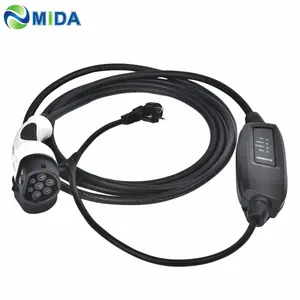 DUOSIDA 16A 5เมตร IEC62196ประเภท2ซ็อกเก็ตพาวเวอร์ EV Connector EU Schuko Plug EV สายชาร์จแบบพกพา EV Charger