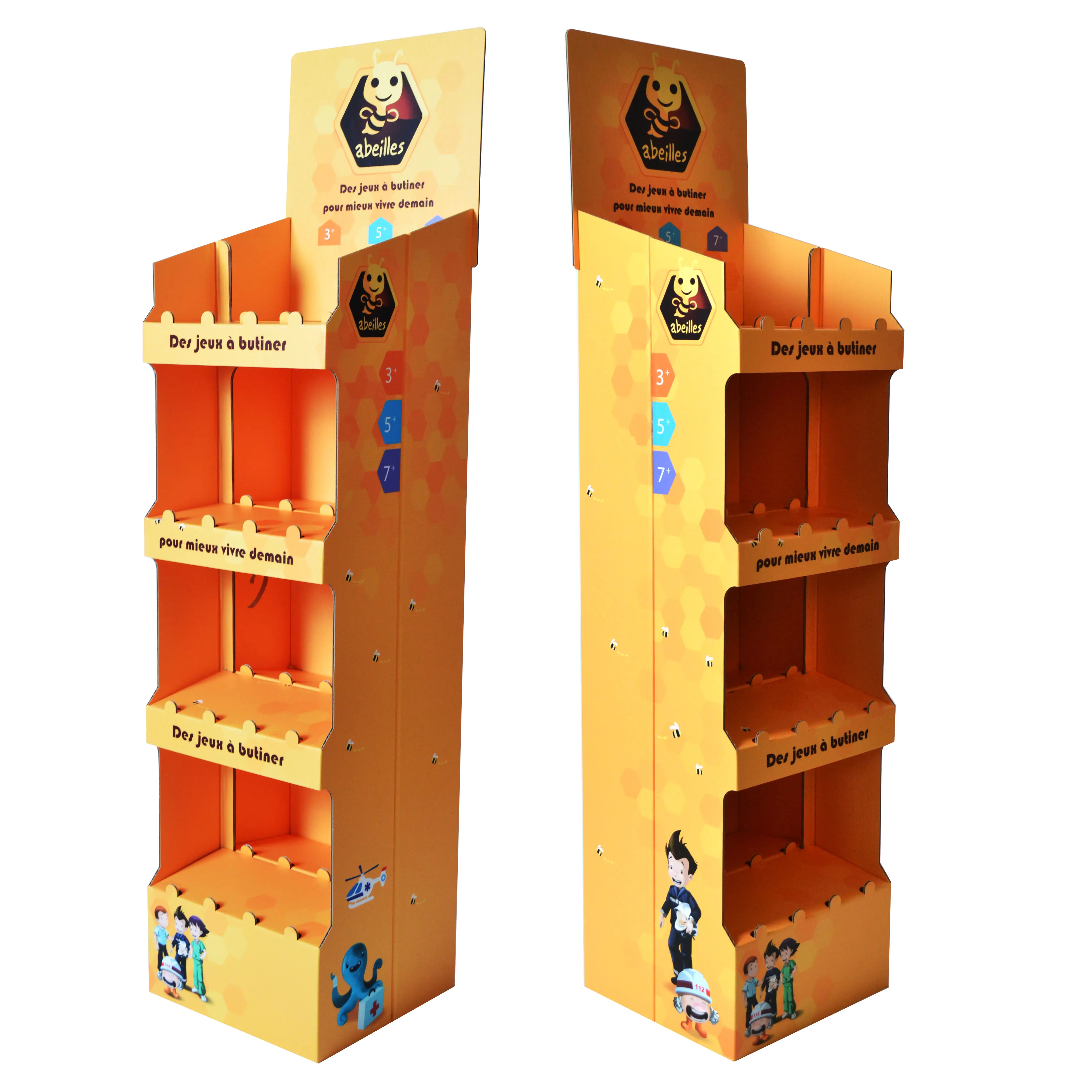 Customized pop up cardboard display stand for honey/beverage/ketchup