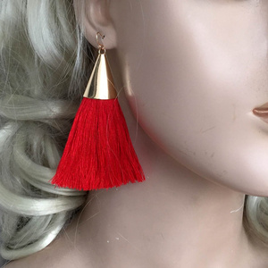 Fashion Ladies Cotton Thread Drop Dangle <strong>Earrings</strong> Big Fan Wide Handmade Boho Gold Plated Alloy Tassel <strong>Earrings</strong> <strong>for</strong> <strong>Women</strong> - Product Image 2