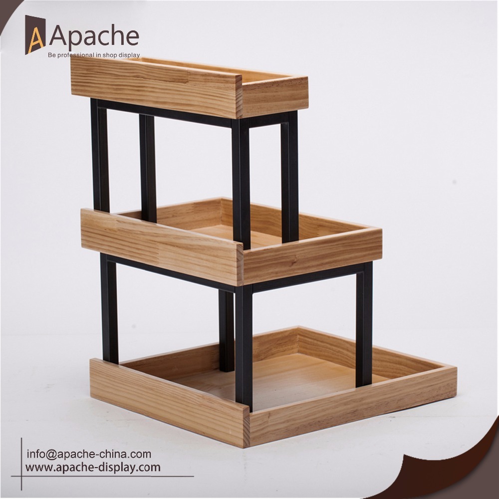 Professional Design Modern Multi-Lever Wooden Bakery Store Counter Display Stand for Efficient Product for Sales Promotion — view 2