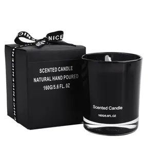 Velas perfumadas de cera de soja Natural con tapa de madera, fabricación profesional, decorativo, negro/blanco, venta al por mayor