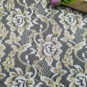 2023 Fashionable Mesh Relux Gold Flower Lace Chantilly Lace Fabric In Dubai For Woman