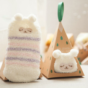 Triangle Box Packing Animal Warm <strong>Fluffy</strong> <strong>Socks</strong> for <strong>Ladies</strong> and Children - Product Image 2