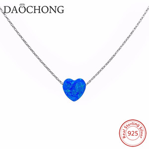 925 de plata esterlina ópalo de Fuego Azul colgante de corazón collar de Gargantilla - Product Image 2