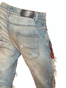 Jeans en denim pour homme avec des patchs <span class=keywords><strong>2018</strong></span> et un fort effet délavé - Product Image 4