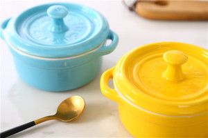 Usine en gros de haute qualité moderne <span class=keywords><strong>pas</strong></span> <span class=keywords><strong>cher</strong></span> rond en céramique casserole avec couvercle - Product Image 2