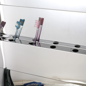 קיר תלוי חדר אמבטיה ימית ארון אחסון מראה עם שקע שייבר בליטוש מבריק - Product Image 3