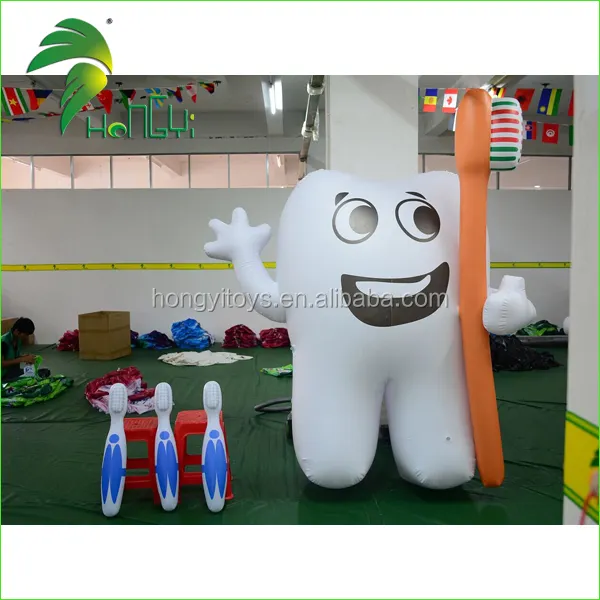 Modelo de diente inflable gigante blanco, globo dental con cepillo de dientes inflable para publicidad