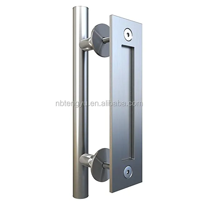 Pull and Flush Door Handle Set Stainless Steel Door Pull Handle Sliding Barn Door Hardware Handle