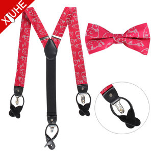 Accesorios de moda personalizado rojo tejido lindo niños <span class=keywords><strong>pajarita</strong></span> <span class=keywords><strong>tirantes</strong></span> elásticos <span class=keywords><strong>tirantes</strong></span> para niños - Product Image 1