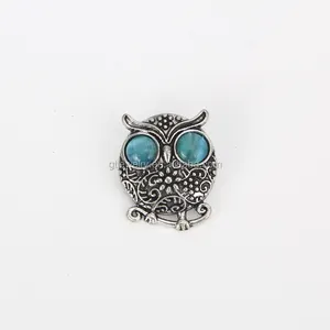 GT Delicate owl shaped design bracelet necklace snap button blue/yellow cat eye stone snap button charm