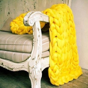Thick Wool <strong>Cable</strong> Knit <strong>Throw</strong> Blanket Chunky Merino Wool <strong>Knitted</strong> Blanket - Product Image 2