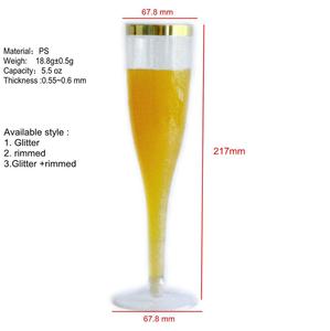 Flûtes à <span class=keywords><strong>champagne</strong></span> jetables fantaisie en plastique rose or argent pailleté 4.5 oz pour mariage - Product Image 4