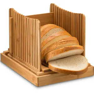 Brood Snijden Gids Verstelbare Opvouwbare Natuur Dikte Kruimelvanger Lade Hout Bamboe Brood Slicer Met Mes
