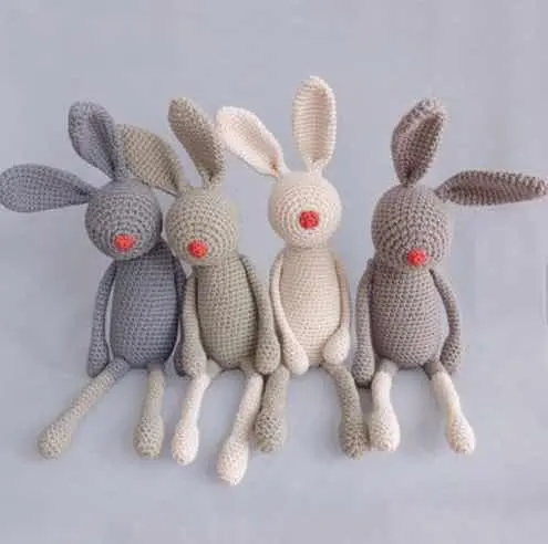 New OEM Baby Crochet Amigurumi Teether Animal Toys 100% Handmade Knitted Bunny Rabbit Toy