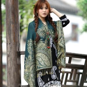 Wholesale Double-Sided Woven <strong>Paisley</strong> <strong>Pashmina</strong> <strong>Scarf</strong> with Manual Tassels Two Big Sizes for Autumn Seasons - Product Image 5