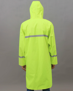 Hi-vis cappotto di pioggia fluorescente verde con nastro riflettente di sicurezza del traffico uso personalizzabile - Product Image 2