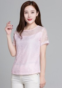 Ebay <span class=keywords><strong>Wish</strong></span>-blusa Coreana de encaje con manga corta, camisa con cuello redondo para <span class=keywords><strong>mujer</strong></span> - Product Image 6