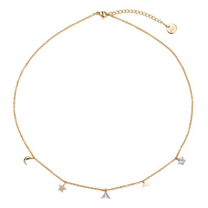 Huilin personalizado oro puro Simple Occidente oro puro Luna estrella geometría collar - Product Image 4