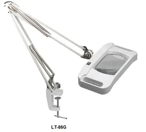 Table Clamp Lamp 5 Diopter Rectangular Shaped Lens & Bright Dimmabl LED Magnifying Glass & 5X 10X Magnification