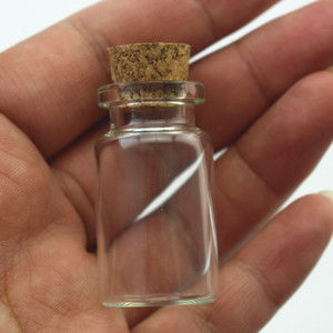 Flacon en verre transparent de 5 ml, 7 ml, 8 ml, 10 ml, 22*40 mm avec <span class=keywords><strong>bouchon</strong></span> en liège pour bouteille à vœux / petites bouteilles à messages / bouteille cadeau - Product Image 2