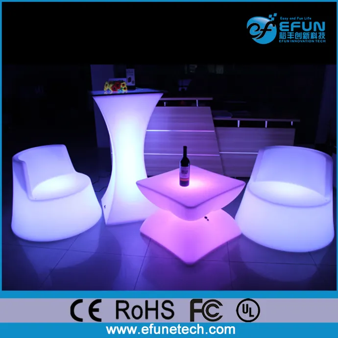 Fuente de la batería outerdoor y muebles de interior llevó mesa de bar, mesa de cóctel iluminado led que brilla intensamente