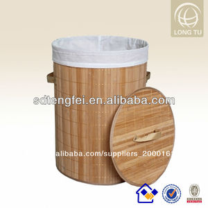esenciales para el hogar de bambú de lavandería <span class=keywords><strong>cesta</strong></span> con una tapa y forro de algodón - Product Image 1