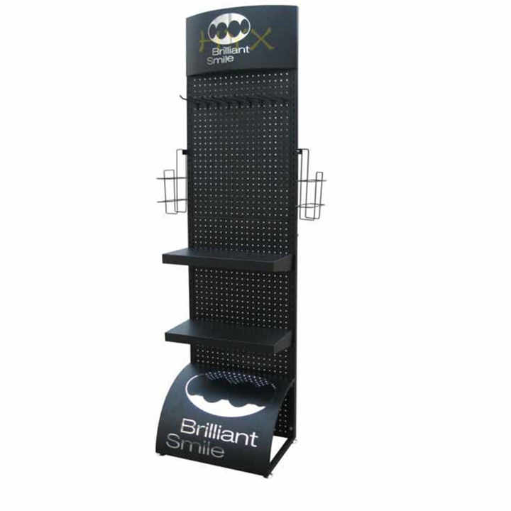 Custom Portable Black Display Racks For Shops With Hooks Pegboard ...