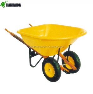 WH8802 140L Offre Spéciale grand australie plastique manche en bois brouette à double roue - Product Image 1