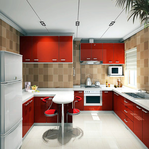 Mobile da <span class=keywords><strong>Cucina</strong></span> Moderno Vermont Laccato Lucido, Set di Credenze Rosse per Arredamento Casa - Product Image 5