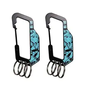 Flat Aluminum Alloy Buckle 3 Eyes Key Ring Aluminum Carabiner Hook With 3 Key Ring Keychain Clip