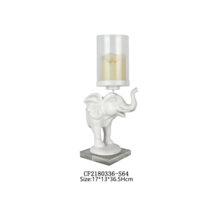 Decoración del sostenedor de vela de cristal de las estatuas del elefante del oro de la resina con la base cristalina - Product Image 3