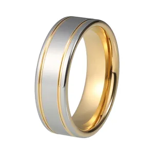 ring gold plated Tungsten carbide jewelry 8mm matte brushed finish ring