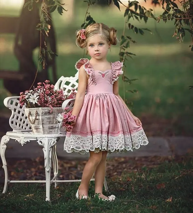 Yeni stil bebek kız yaz sevimli elbise rahat bebek kız elbise 2-6 yıl bebek