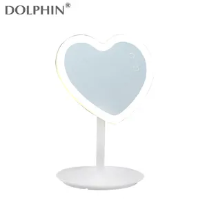 Beauty Gifts Desk Electronic Sensor White Mirrors Light Makeup Heart Shaped LED Porket Table MirrorとLED Light CE