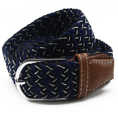 yd535 White Navy Blue Custom Size Boy Braided Belt